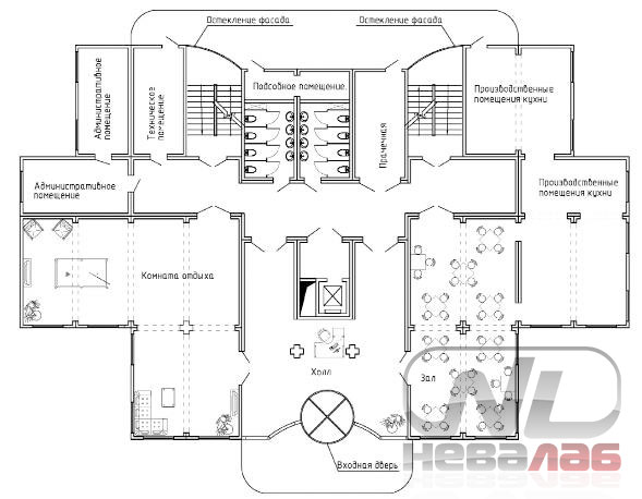 Вариант планировки (гостиница контейнерного типа) План 1 этажа